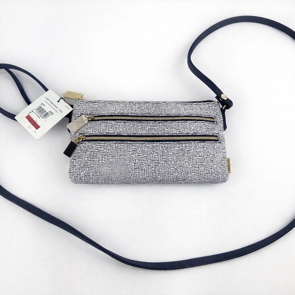 Mundi Stella & Max Crossbody Bag Black White Small Multi Zip Purse NWT